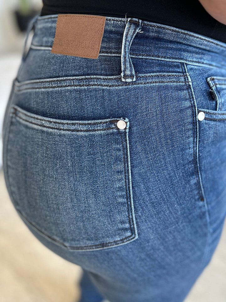 Stilla | Blå Plus Size Høj Talje Distressed Skinny Jeans