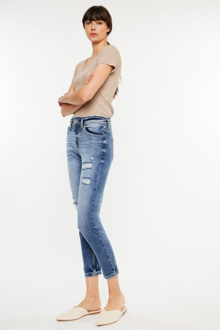 Stilla | High Rise Distressed Mom Jeans
