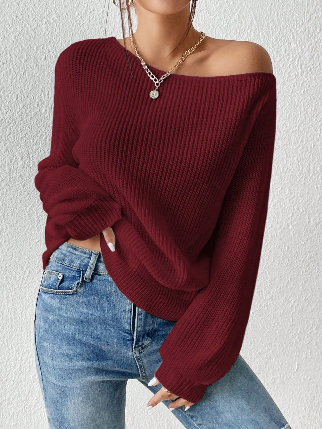 Stilla | Enkelt Skulder Langærmet Sweater