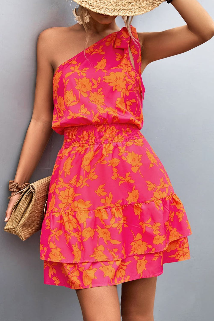 Stilla | Smocked Printed Single Shoulder Dress