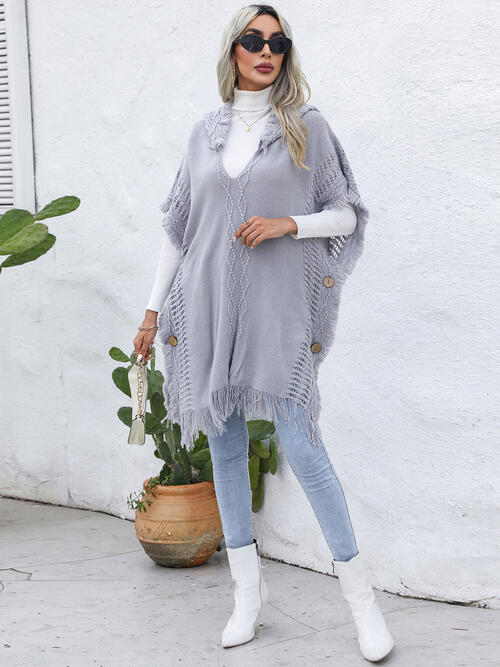 Stilla | Trim Knapperet Hætt Poncho