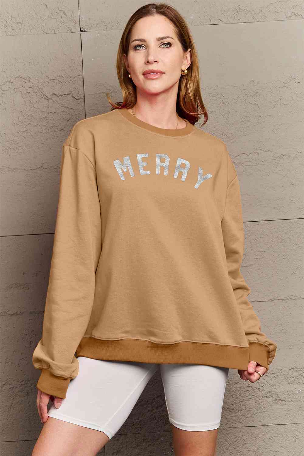 Stilla | Love Full Size Merry Graphic Sweatshirt