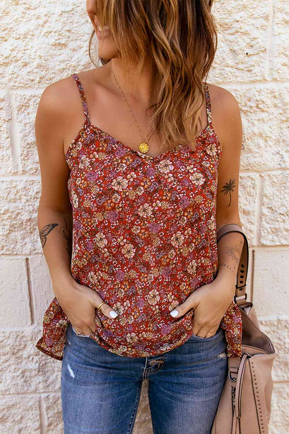 Stilla | Floral V-hals Spaghetti Strop Cami