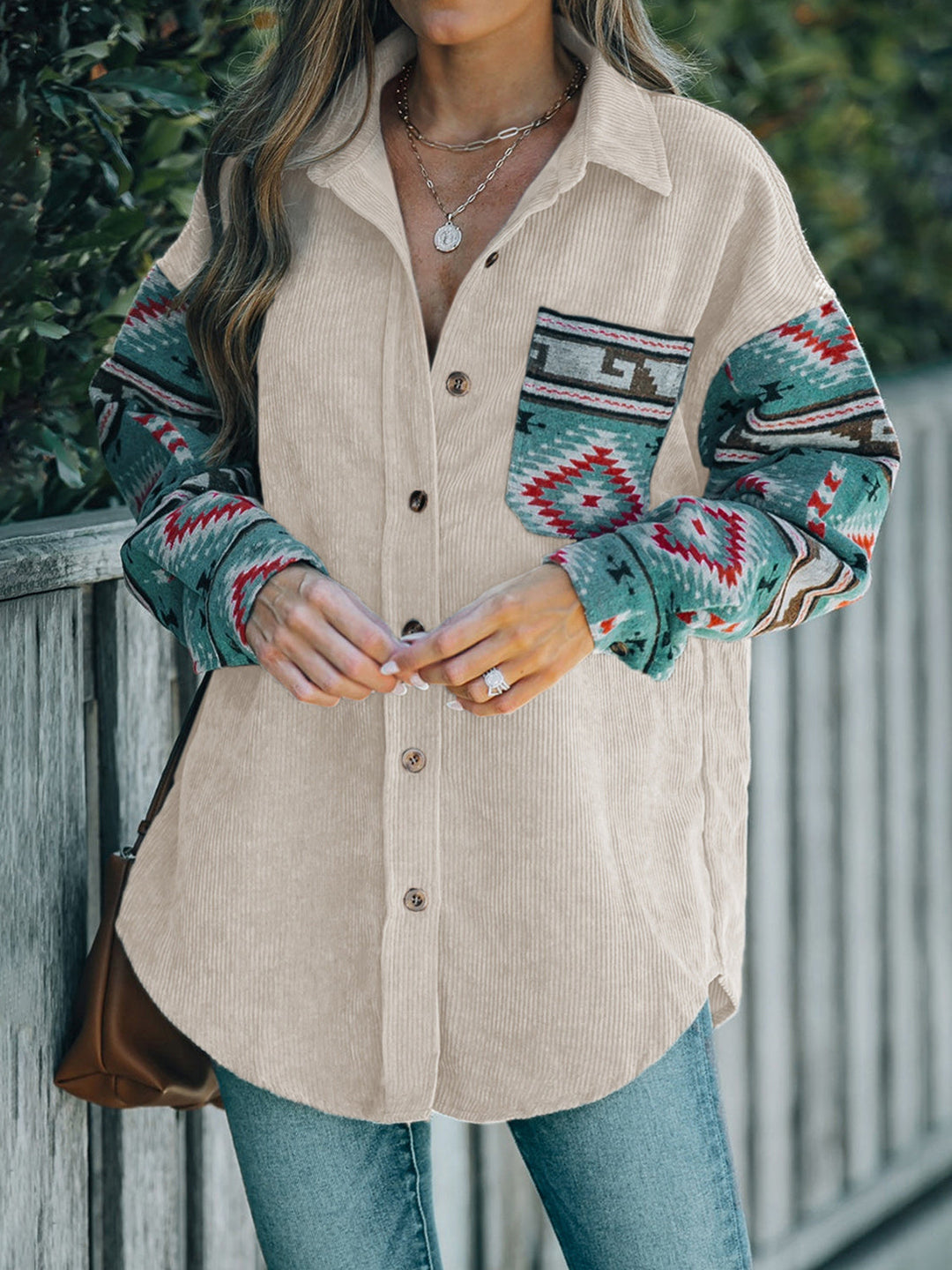 Stilla | Pocketed Geometrisk Krave Hals Shacket