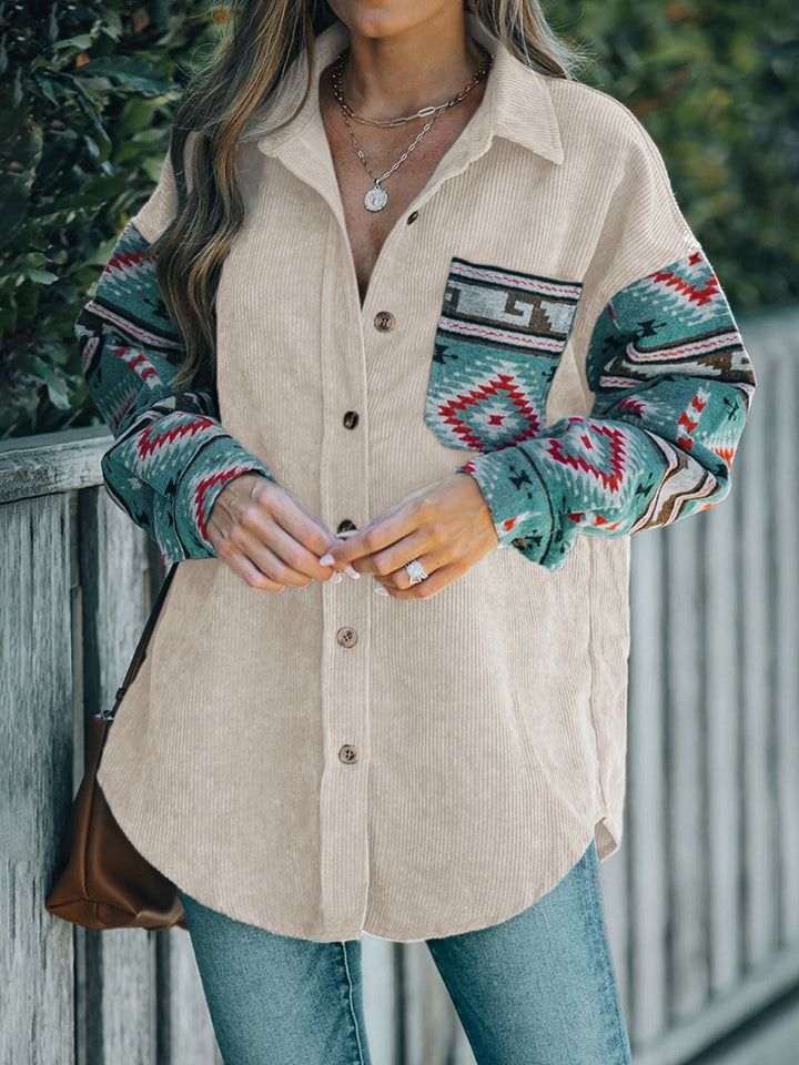 Stilla | Pocketed Geometrisk Krave Hals Shacket