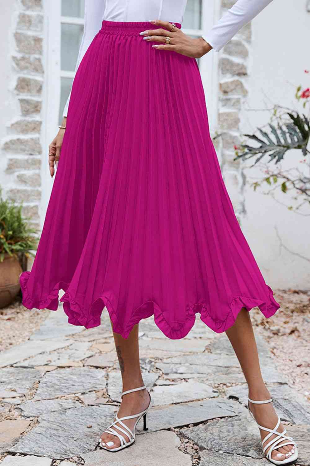 Stilla | Trim Smocked Talje Midi Skirt
