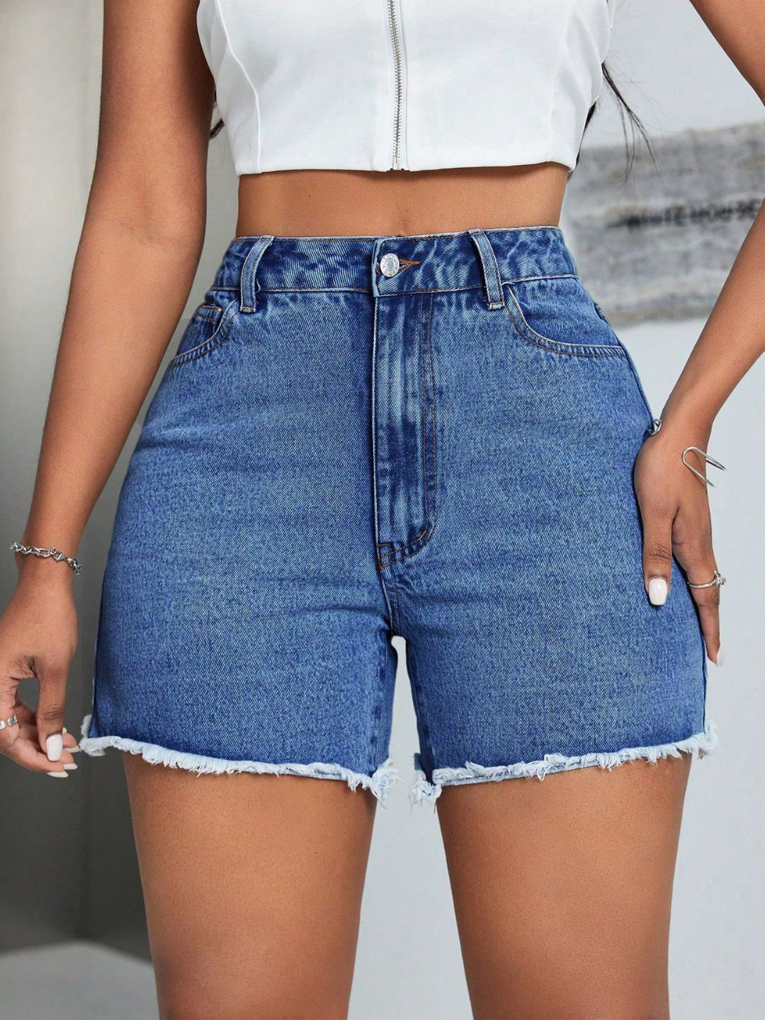 Stilla | Hem Høj Talje Denim Shorts