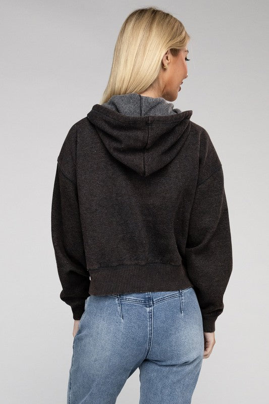 Stilla | Sweatjakke Med Lynlås I Acid Wash Fleece