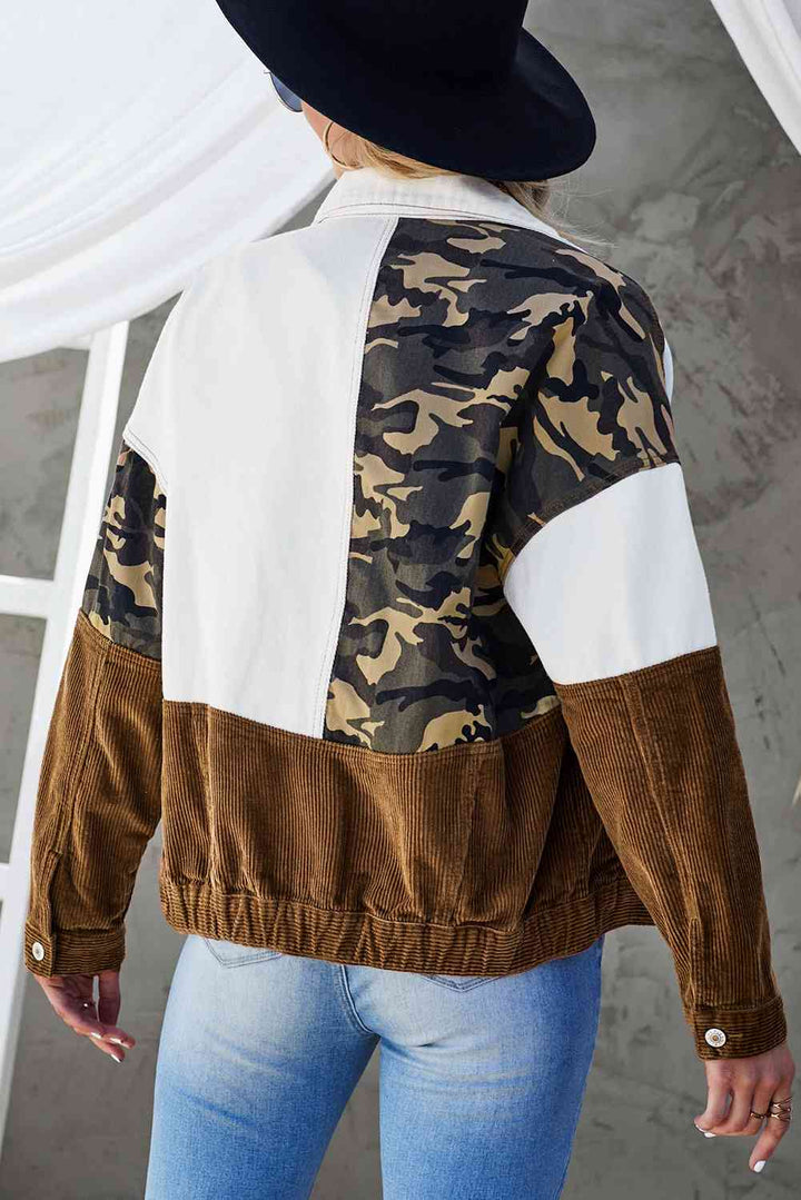Stilla | Color Block Button-up Corduroy Shacket