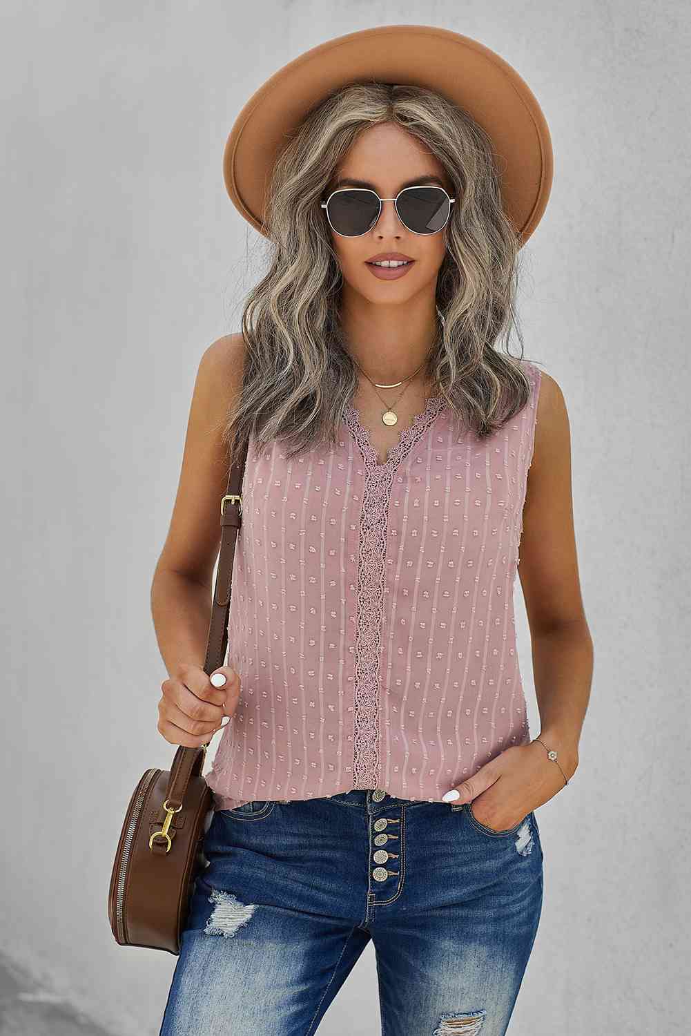 Stilla | Swiss Dot Blonde Detalje Dyk Tank