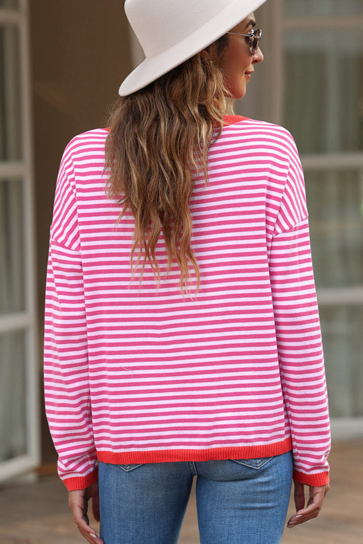 Skovae | Stribet Rundhals-Drop-Shoulder-T-Shirt