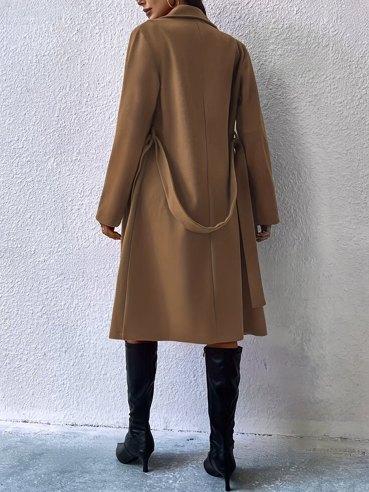 Stilla | Trenchcoat med bælte og ensfarvet polyestermateriale til kvinder Chic overtøj til daglig brug
