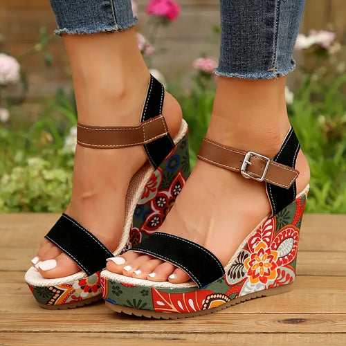 Stilla | Wedge Sandaler Med Blomsterprint Til Kvinder Design