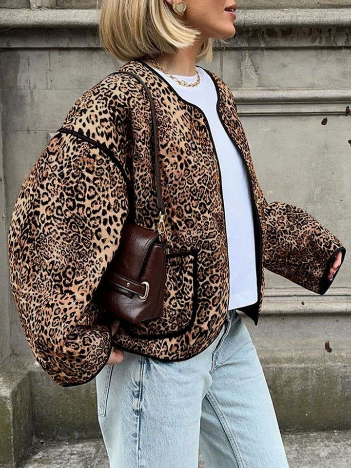 Stilla | Perfee Leopardejakke Med Lange Ærmer og Åben Forside