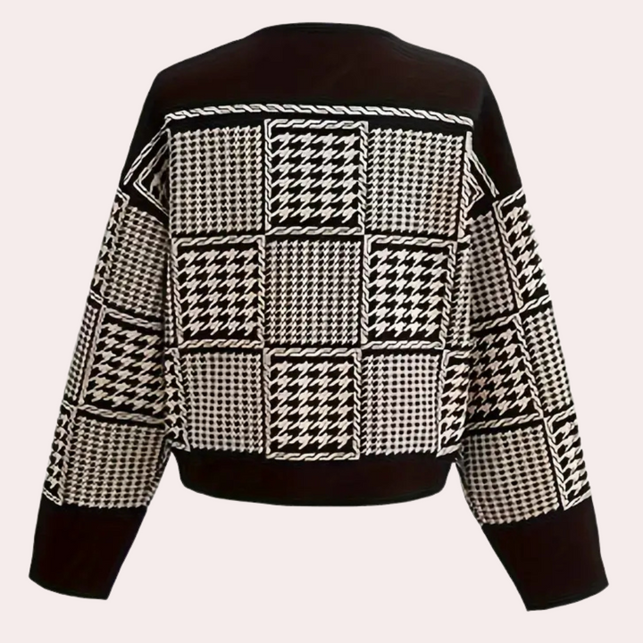 Stilla | Tidsløs Houndstooth Cardigan til Kvinder