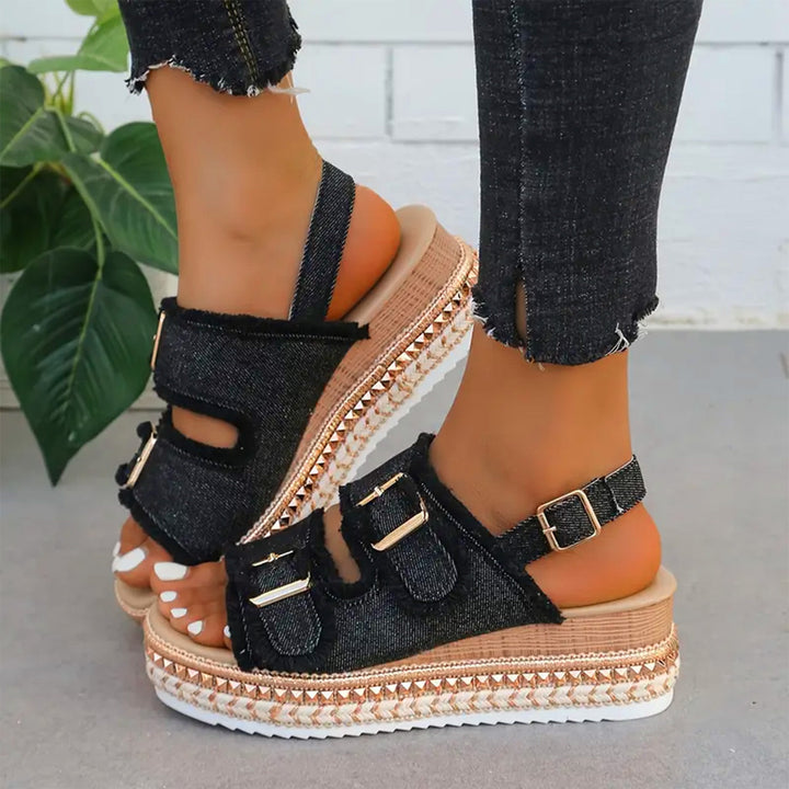 Stilla | Afslappet Denim Wedges