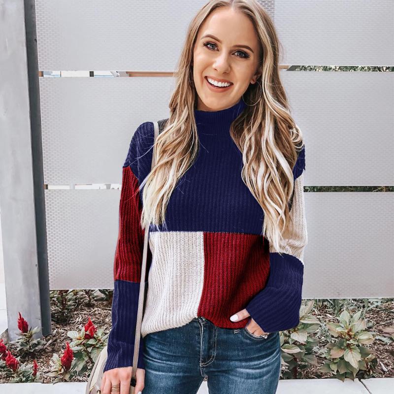 Stilla | Strikpullover Oversized Fit Blokmønster Blød og Varm