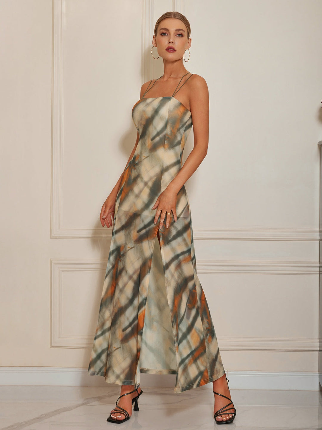 Stilla | Square Neck Maxi Cami Kjole