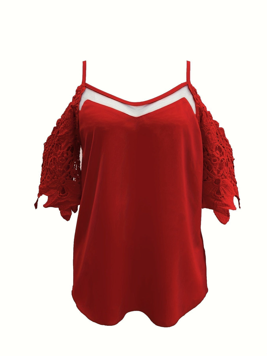 Stilla | Off Shoulder Bluse Med Blondeærmer