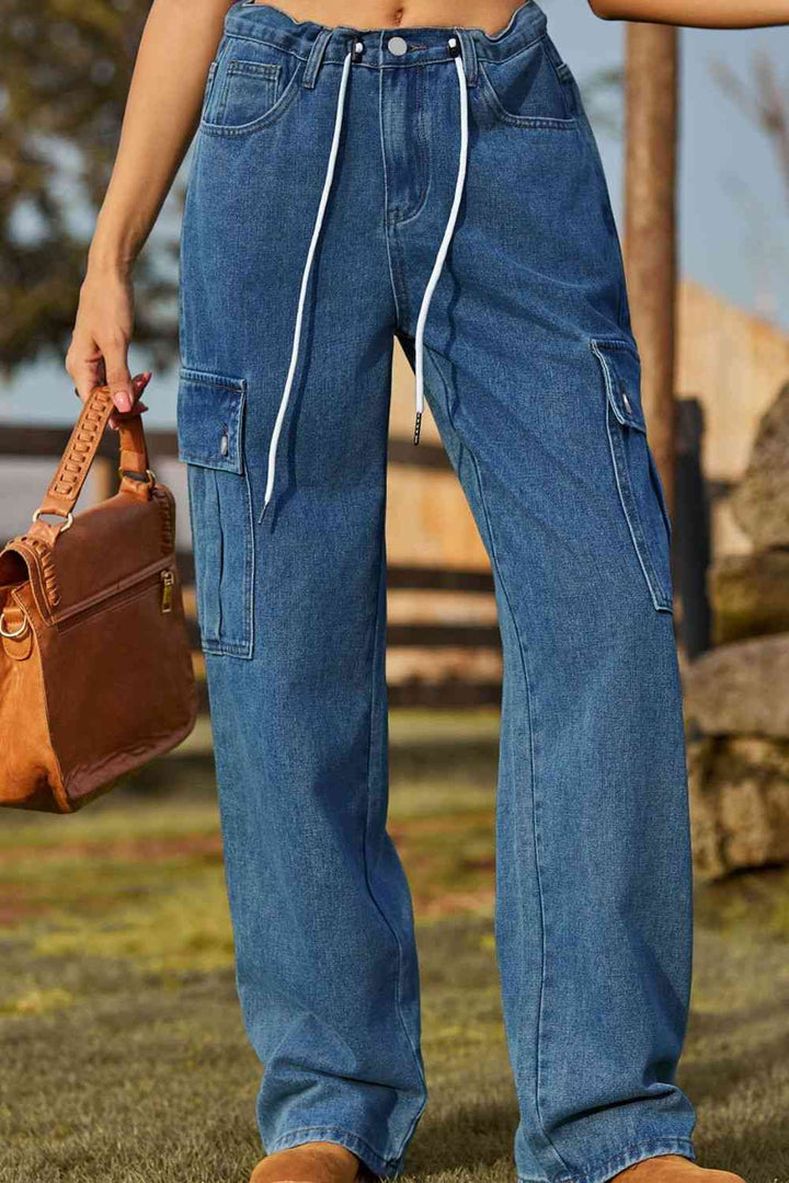 Stilla | Fit Snørejeans Med Lomme