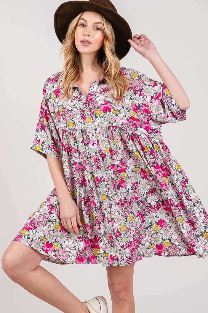 Stilla | FIG Floral Button Down Mini Skjortekjole