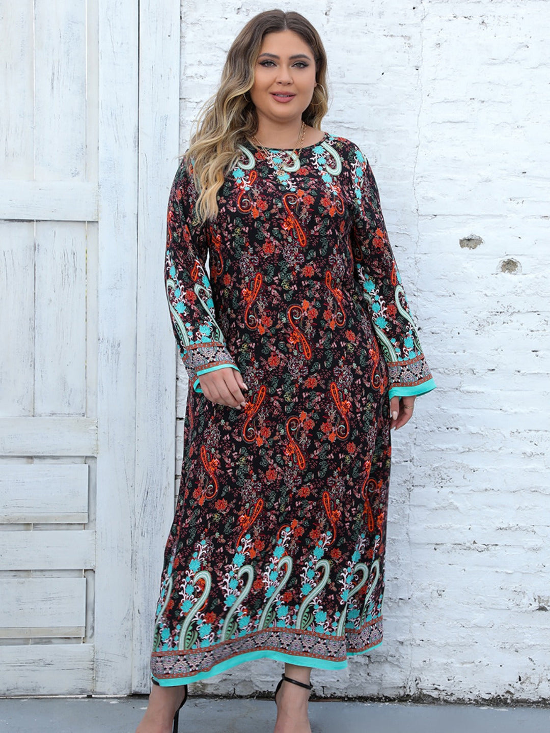Stilla | Størrelse Floral Pompom Rund Hals Kjole