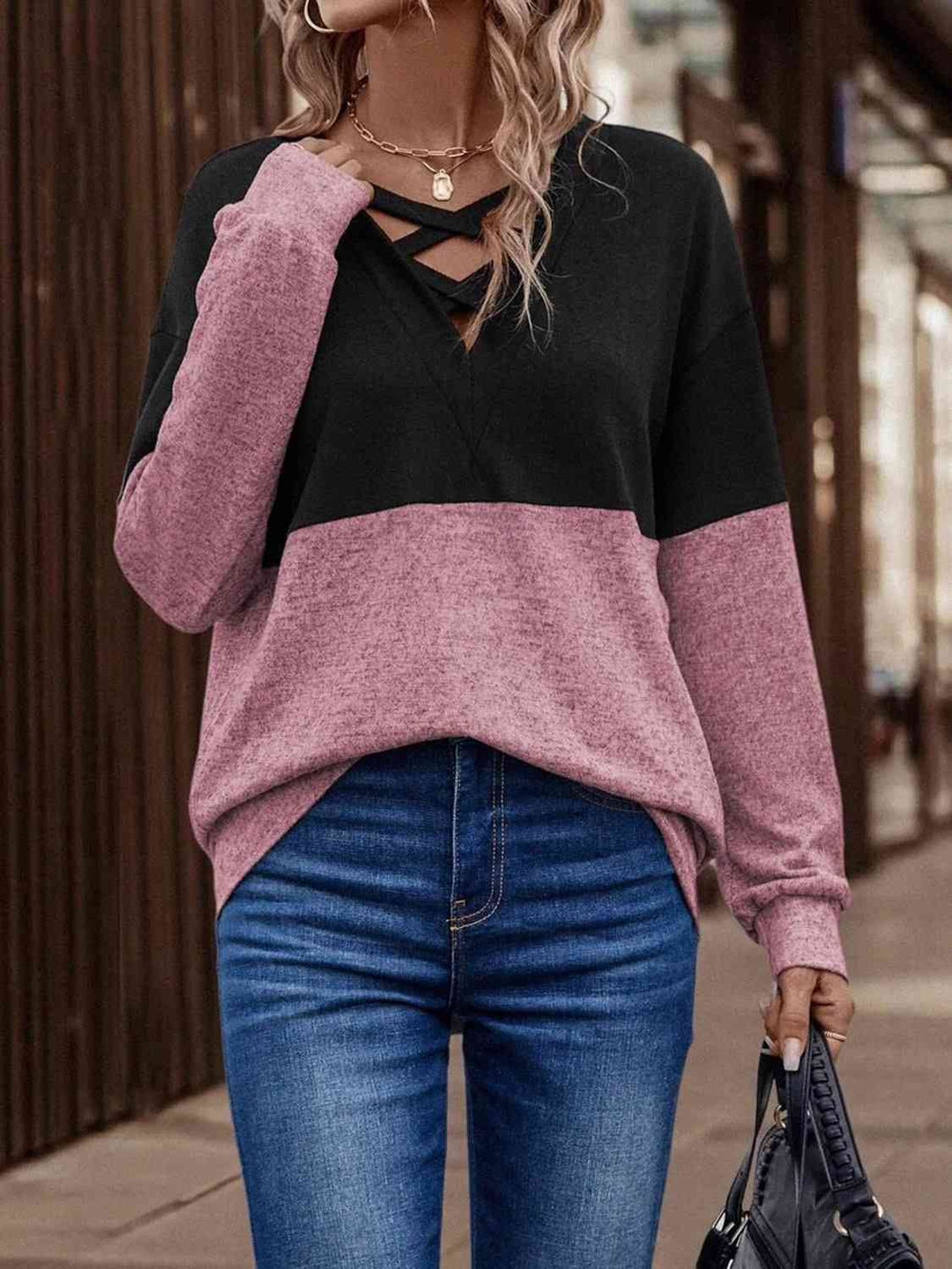 Stilla | Tone Crisscross Detalje Sweatshirt
