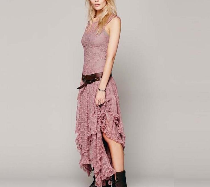 Dame Elegant Spidselag Midi Kjole Stilla