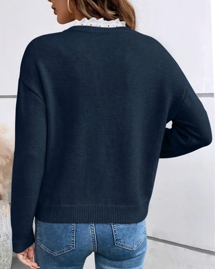 Stilla | Strikpullover med blonder
