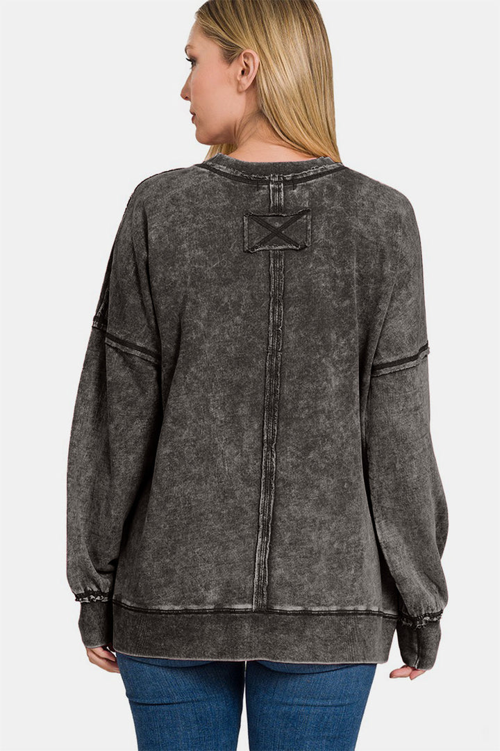 Stilla | Sweatshirt med synlige sømme, rund halsudskæring og faldende skuldre