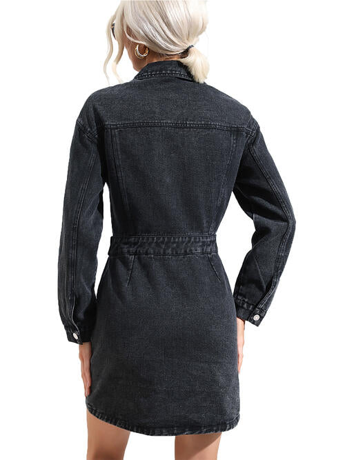 Stilla | Kravehals Denim Mini Kjole