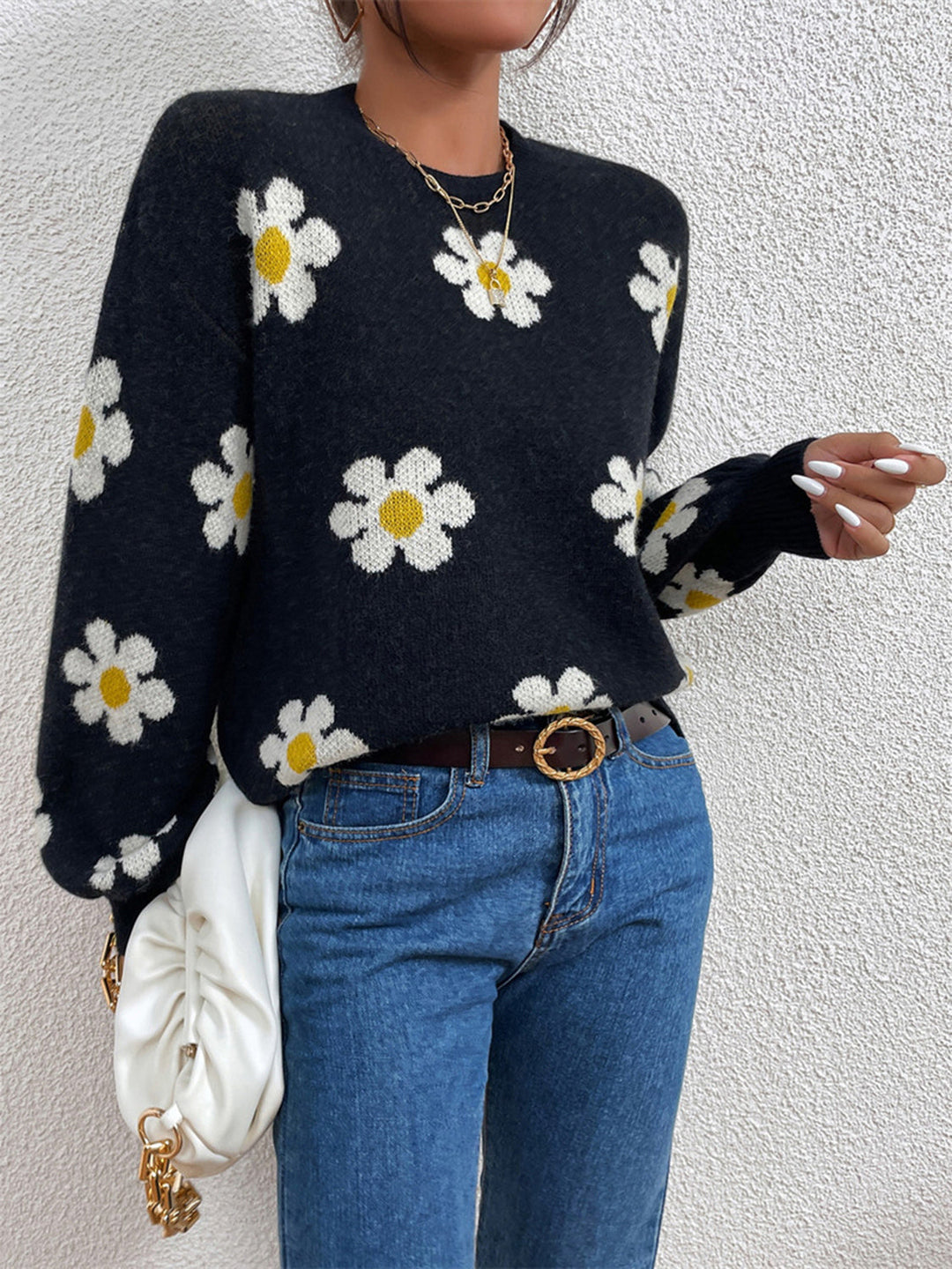 Stilla | Rund Hals Lantern Ærme Sweater