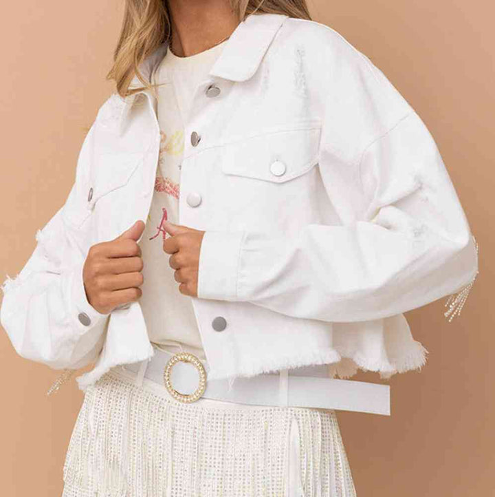 Stilla | Raw Hem Dropped Shoulder Denim Jakke