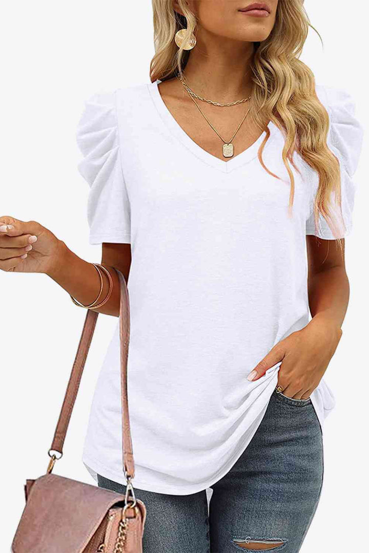 Stilla | Hals Puff Ermel T-shirt