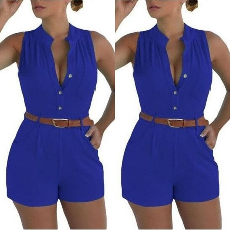 Dame jumpsuit med elegant kraveforarbejdning og bælte-design Stilla