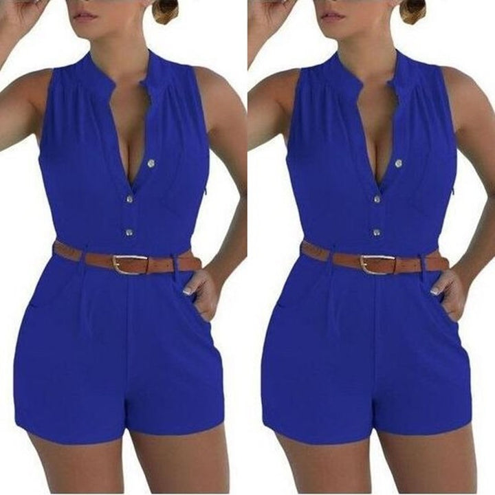 Dame jumpsuit med elegant kraveforarbejdning og bælte-design Stilla