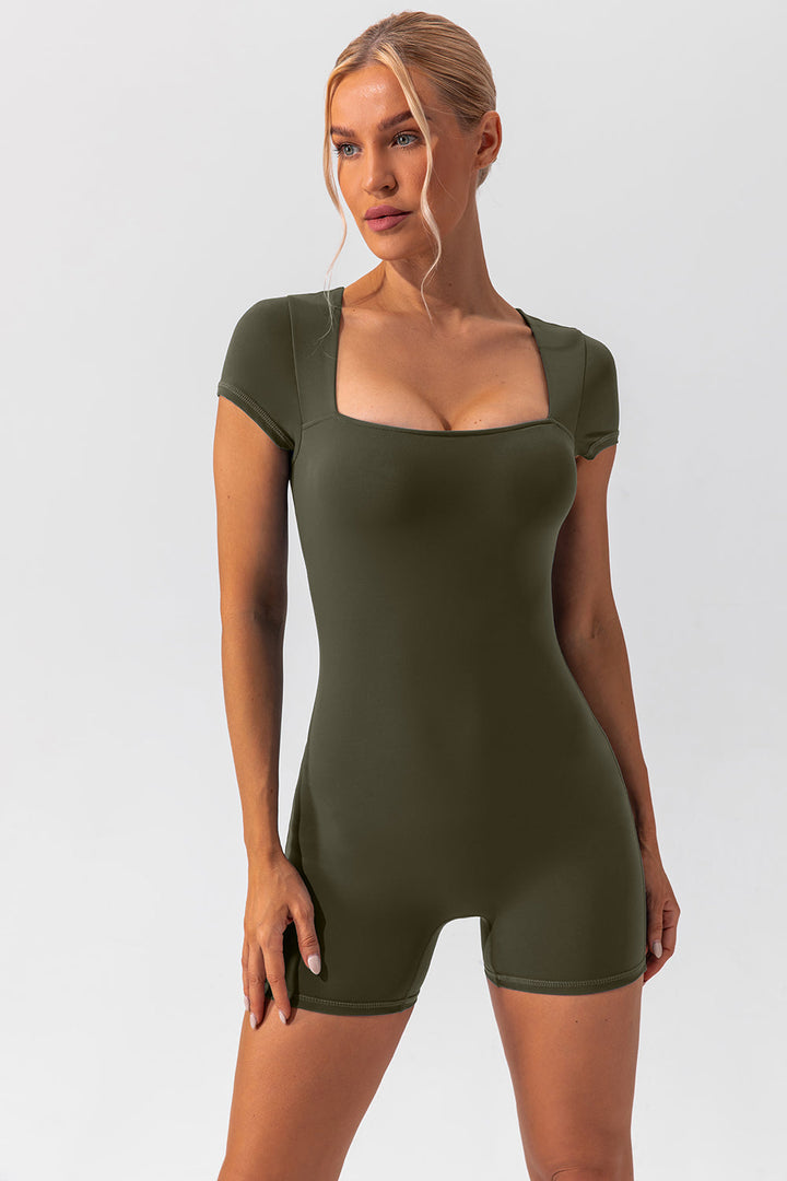 Stilla | Neck Cap Sleeve Active Romper