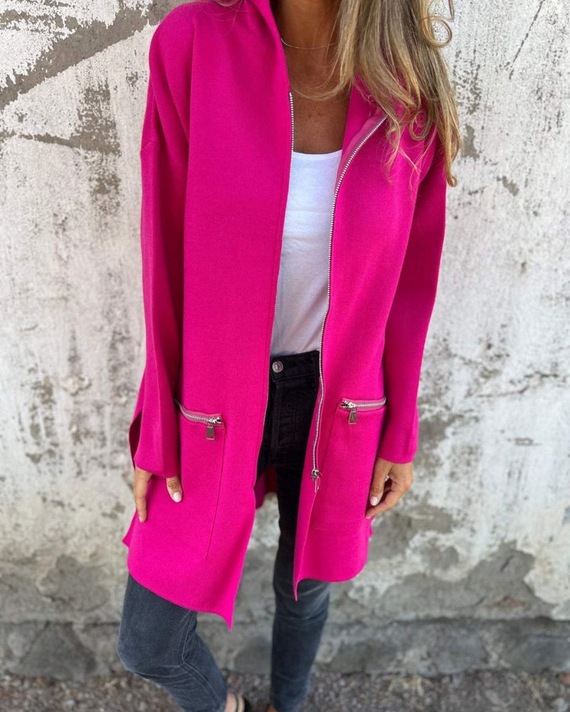 Stilla | Lang Cardigan med Minimalistisk Prægning
