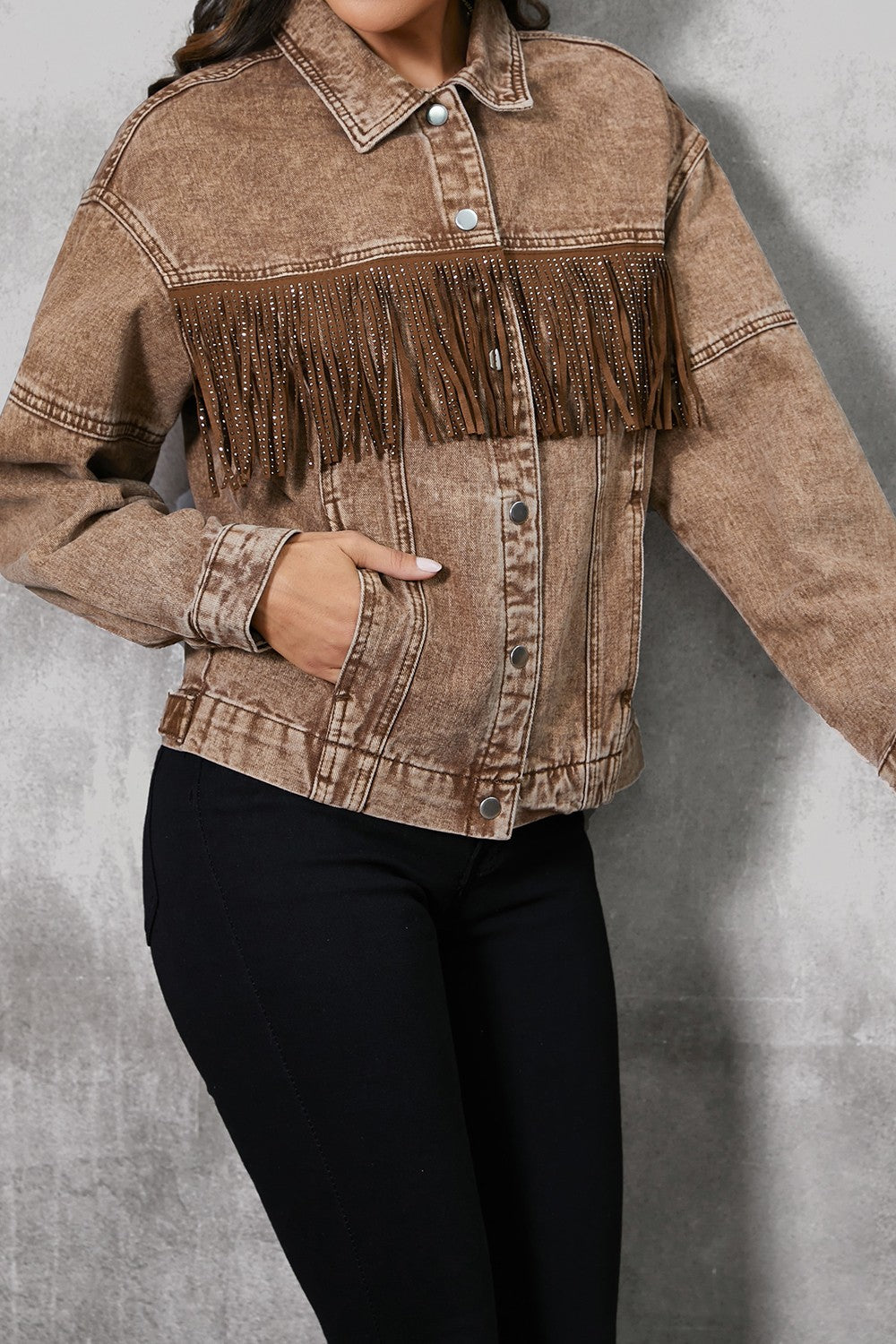 Stilla | Trim Snap Down Denim Jakke
