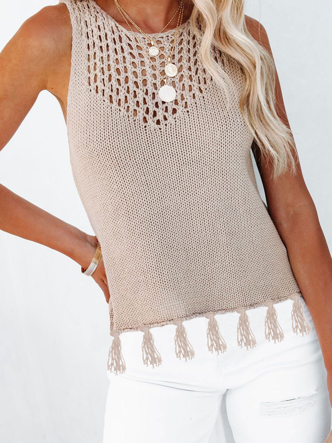 Stilla | Frynse Rund Hals Tank