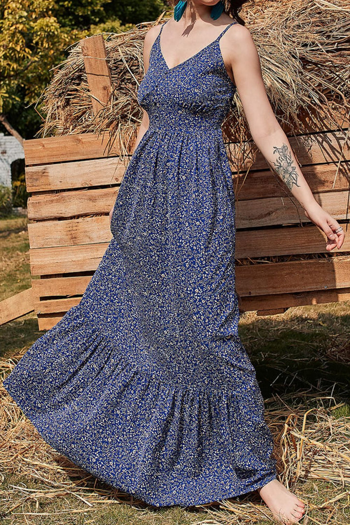Stilla | Floral Spaghetti Strop Maxi Kjole