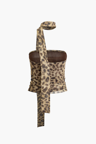 Stilla | Top Typ Halterneck I Rød Med Leopardprint