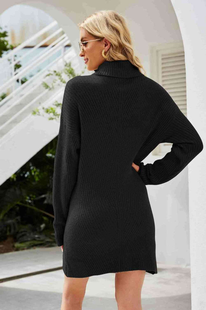 Stilla | Take Rib-strik Turtleneck Drop Shoulder Sweater Kjole