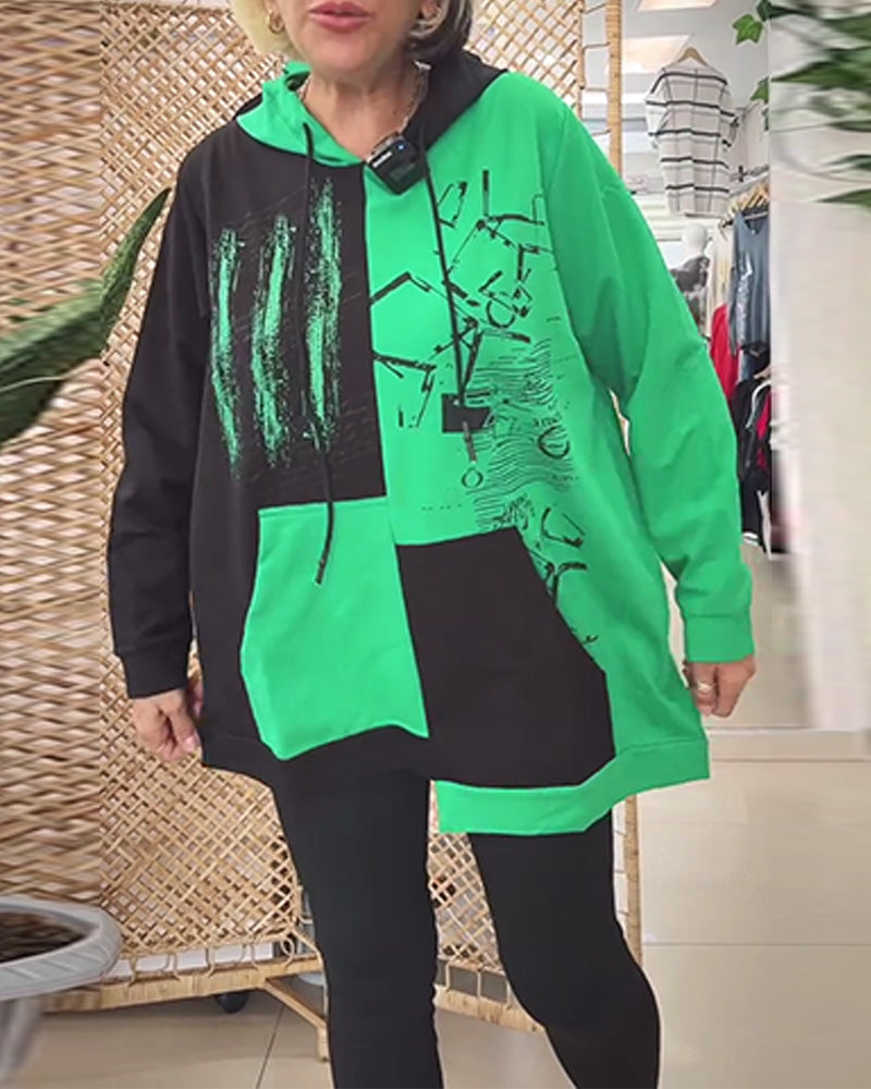 Stilla | Sweatshirt med hætte og farvebloktryk