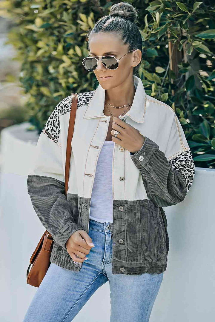 Stilla | Color Block Button-up Corduroy Shacket