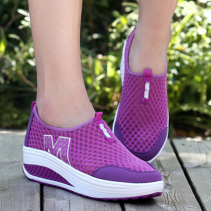 Dame nan lettere net-sneakers med ergonomisk kile sål og stødabsorberende mellemsål Skovae