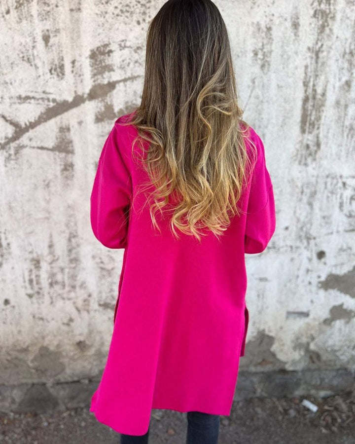 Stilla | Lang Cardigan med Minimalistisk Prægning