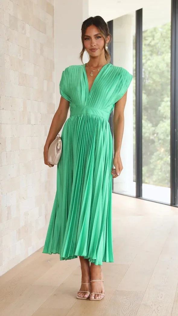 Stilla | Plisseret Dyk Mid Kjole