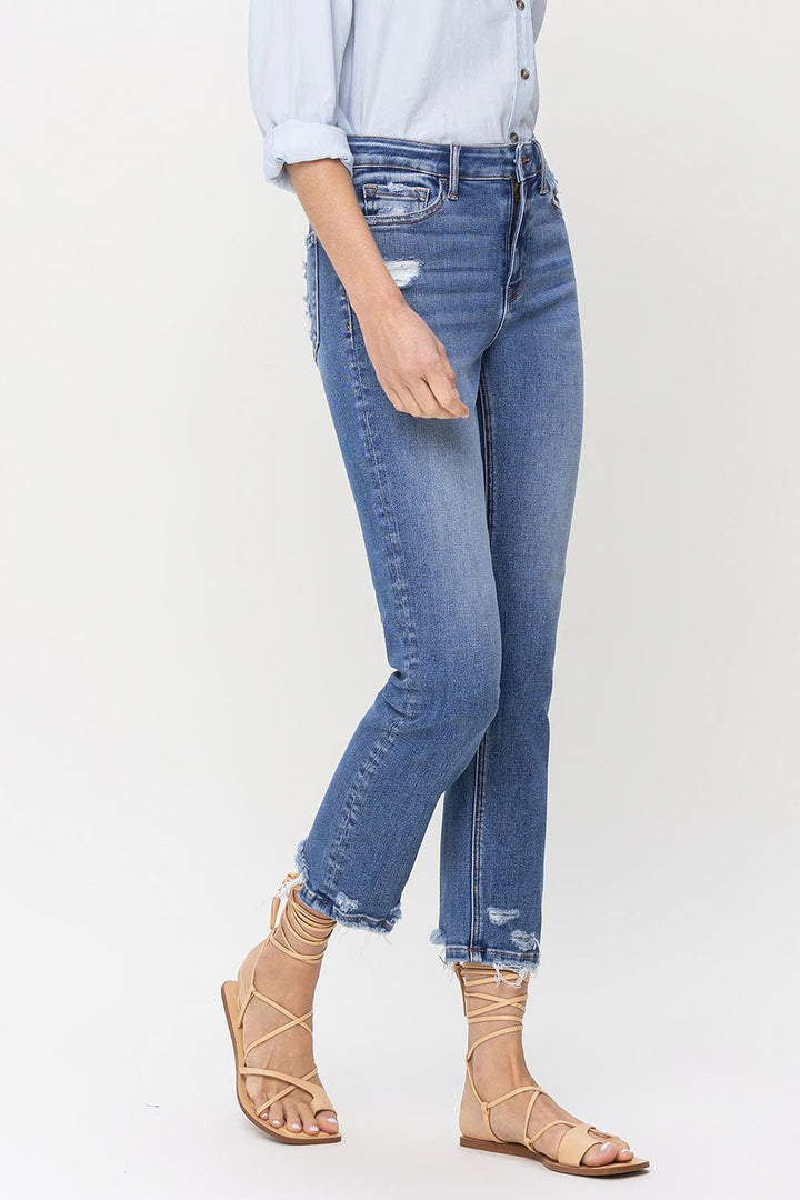 Stilla | Højtaljede Rå Kanten Lige Jeans