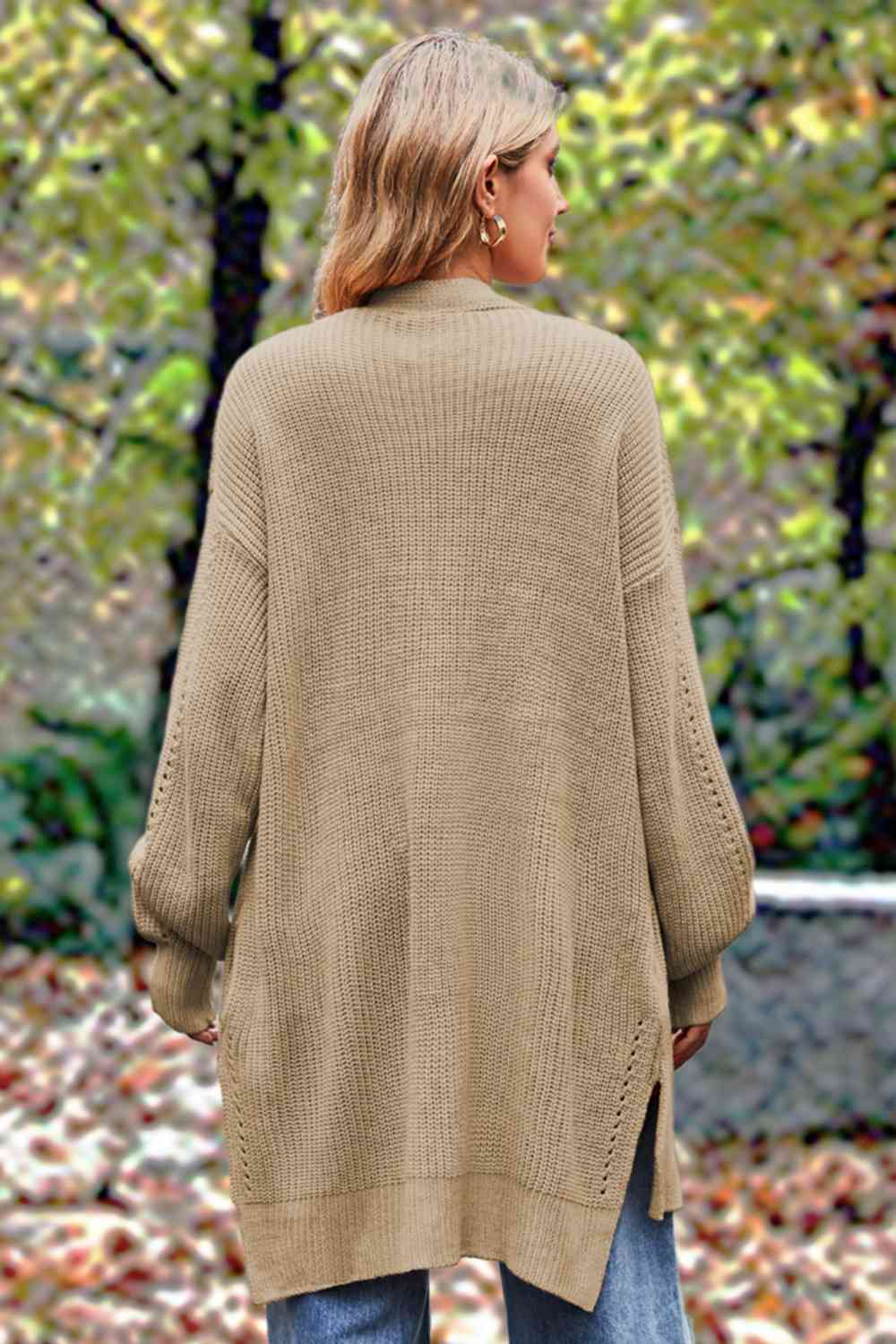 Stilla | Langærmet Åben Front Slids Cardigan